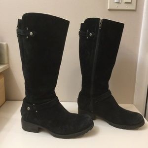 UGG Jillian Black Suede Shearling Tall Riding Boots Full Zip 8.5 US ( S/N 3051 )